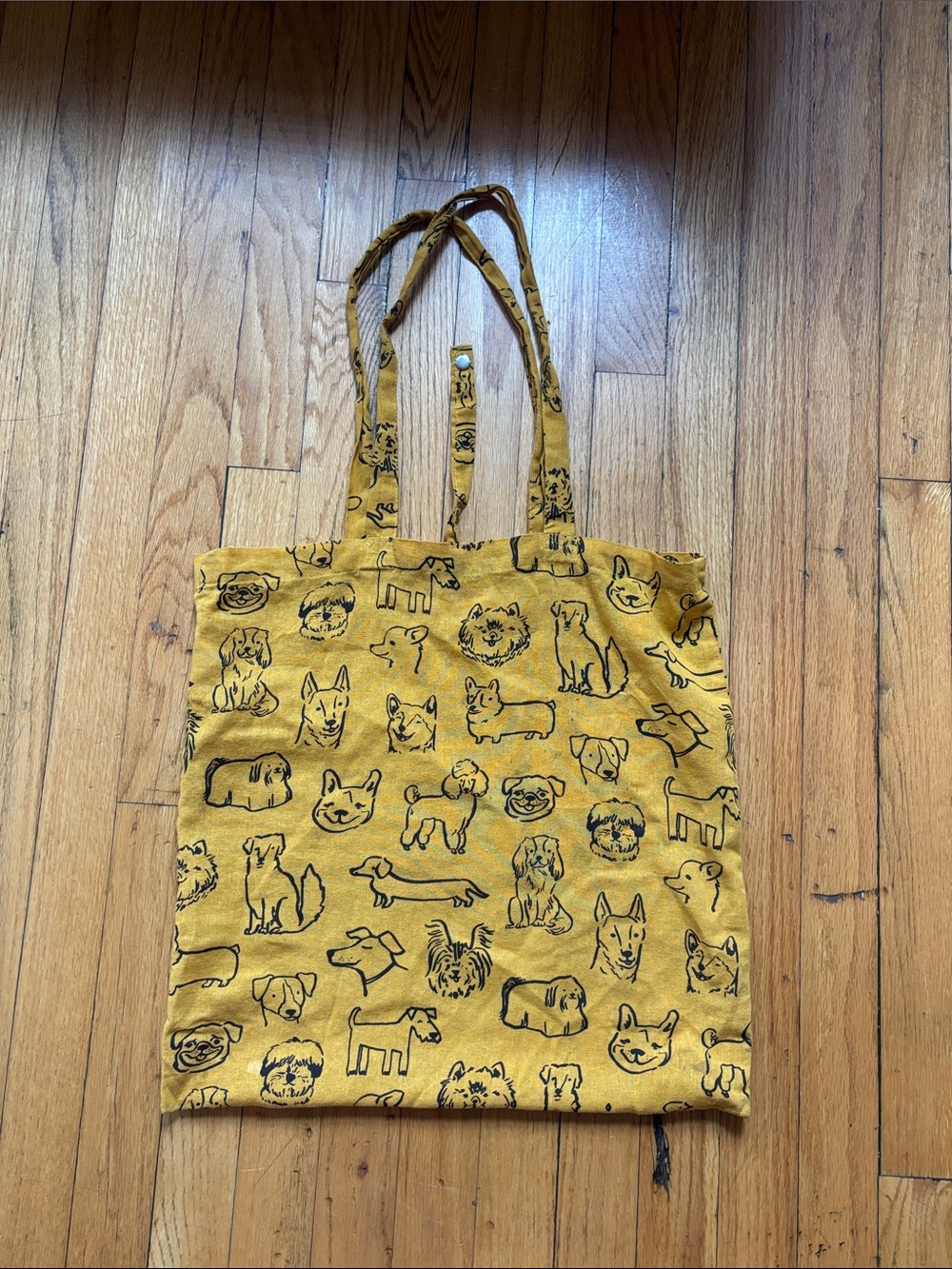 Mustard Yellow Dog Print Tote Bag - Unbranded